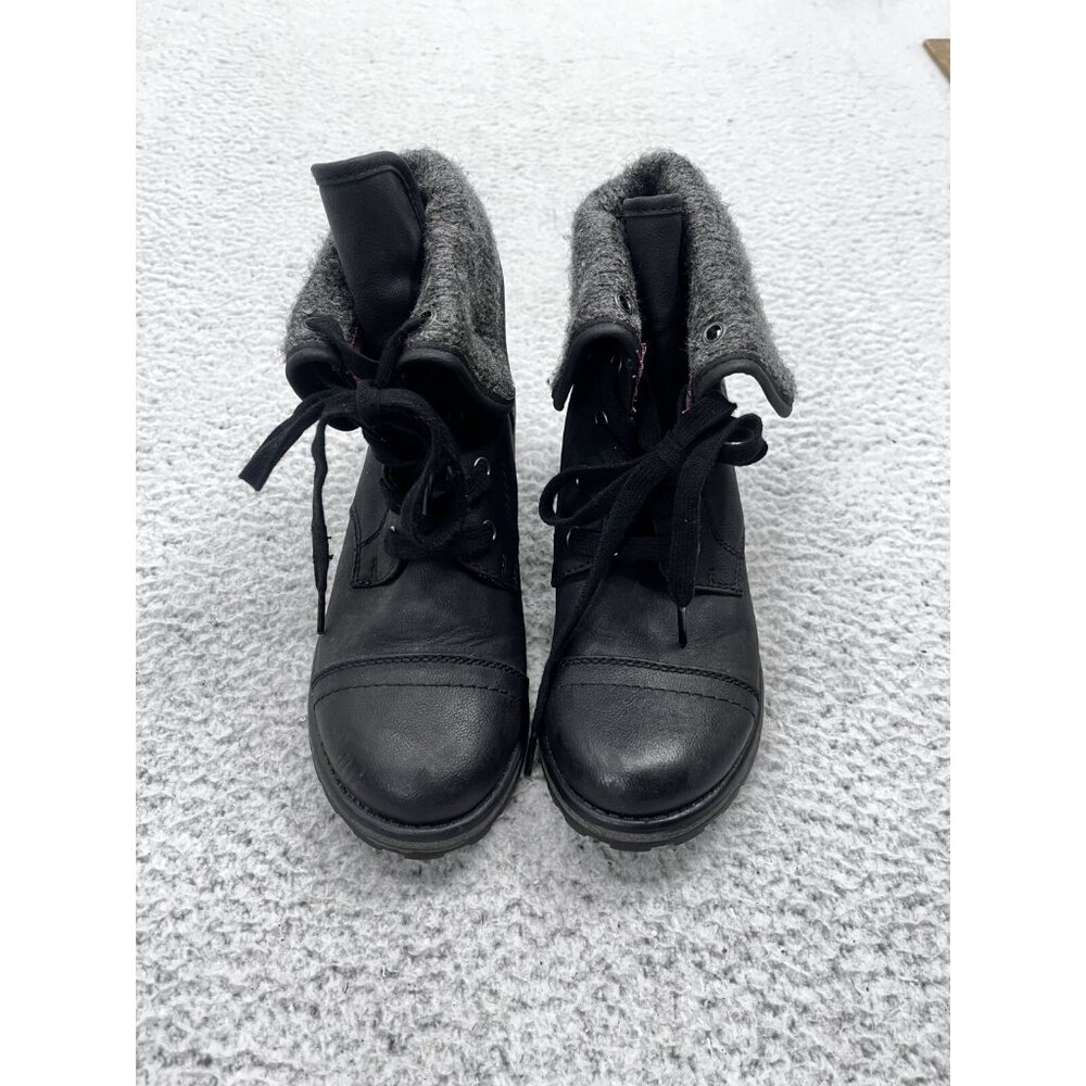Women's Roxy Pepper Black Combat Fold Over Cuff Block Heel Boot Size 7.5 - Picture 3 of 10